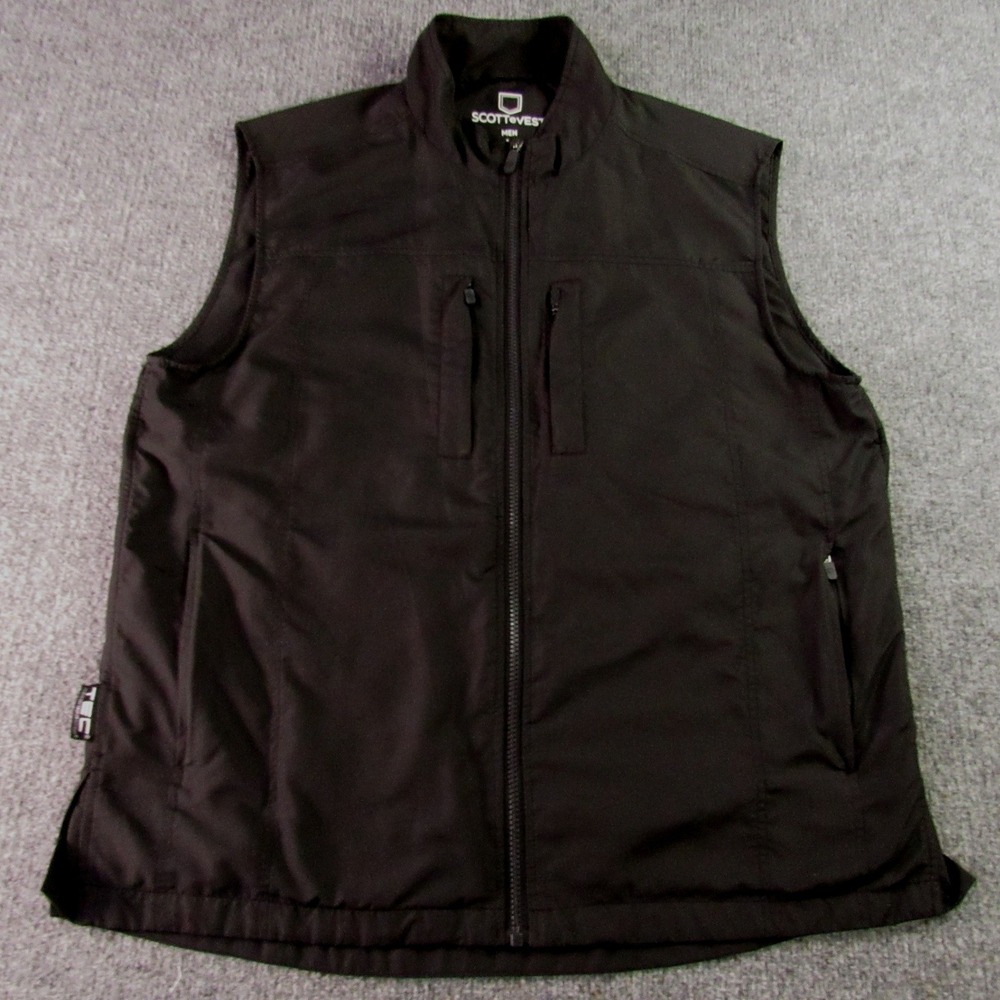 SCOTTeVEST TEC Vest Men Large Black Multi-Pocket Travel Utility Techwear RE40613